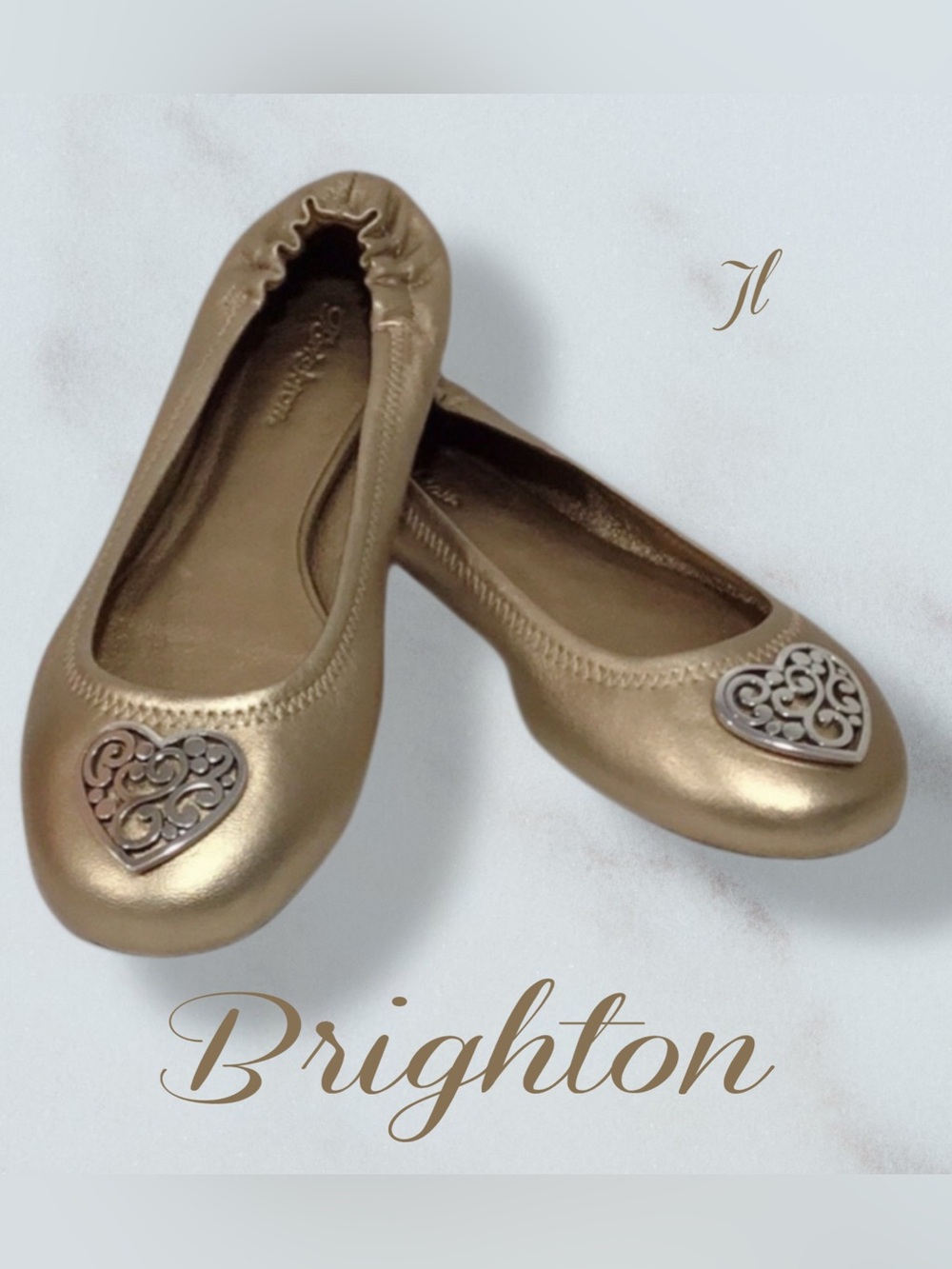 BRIGHTON Heart Leather Ballet Flats Size 7B NWOT